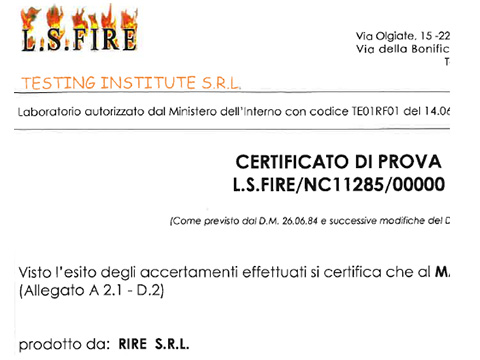 certificazione LS fire